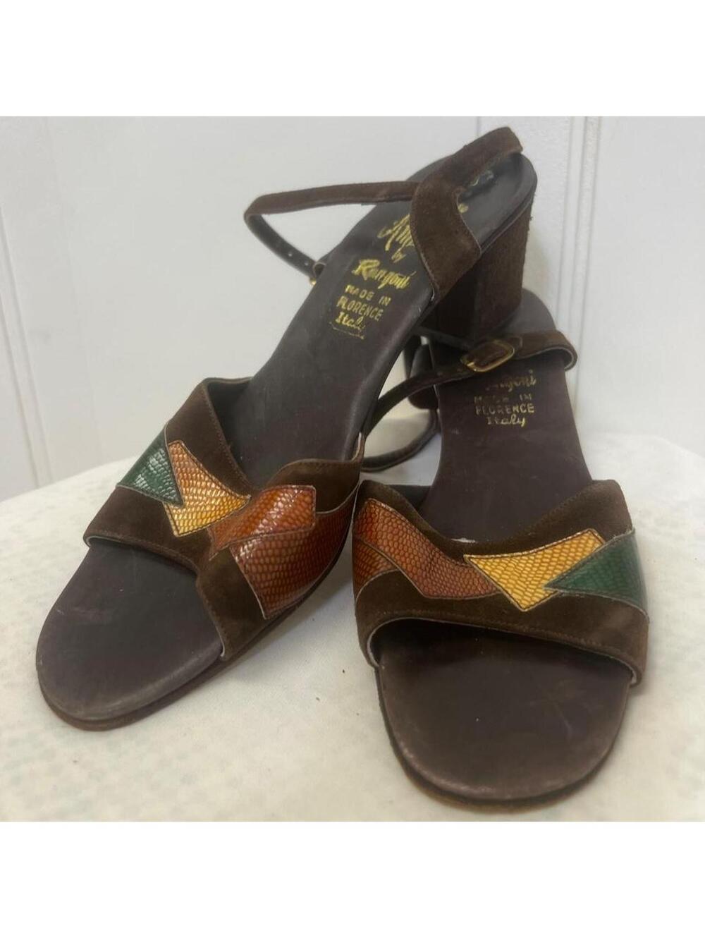 Vintage Amalfi by Rangoni brown leather mule sandals Sz 6/6.5